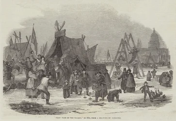 Foire sur la glace sur la Tamise, en 1814